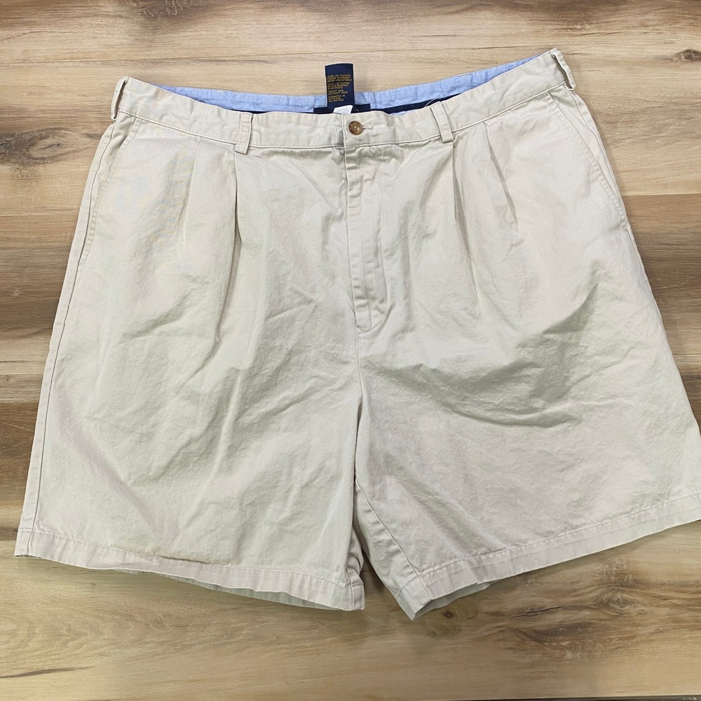 Tommy Hilfiger Golf Shorts 42 Pleated Chino Cotton Relaxed Khaki Tan Vintage